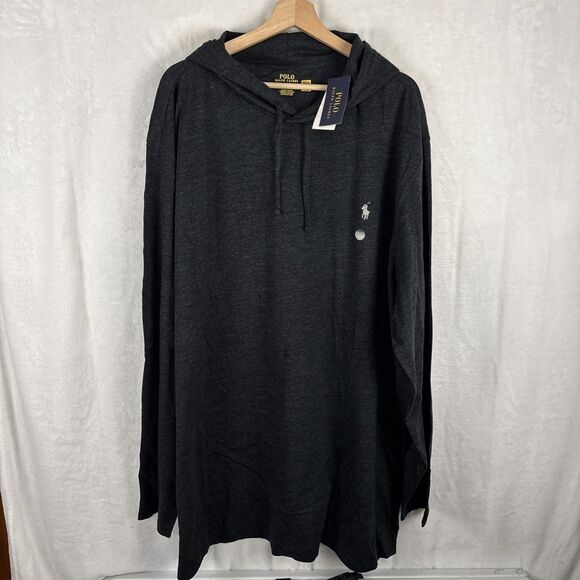 Polo Ralph Lauren Men’s Core Replen Heather Black Long Sleeve Hoodie Sz 3XLT NWT - Picture 1 of 6